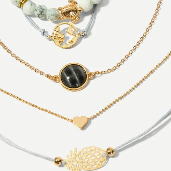 Pineapple & Earth 5 pc layered bracelet Set - Picture 4 of 5